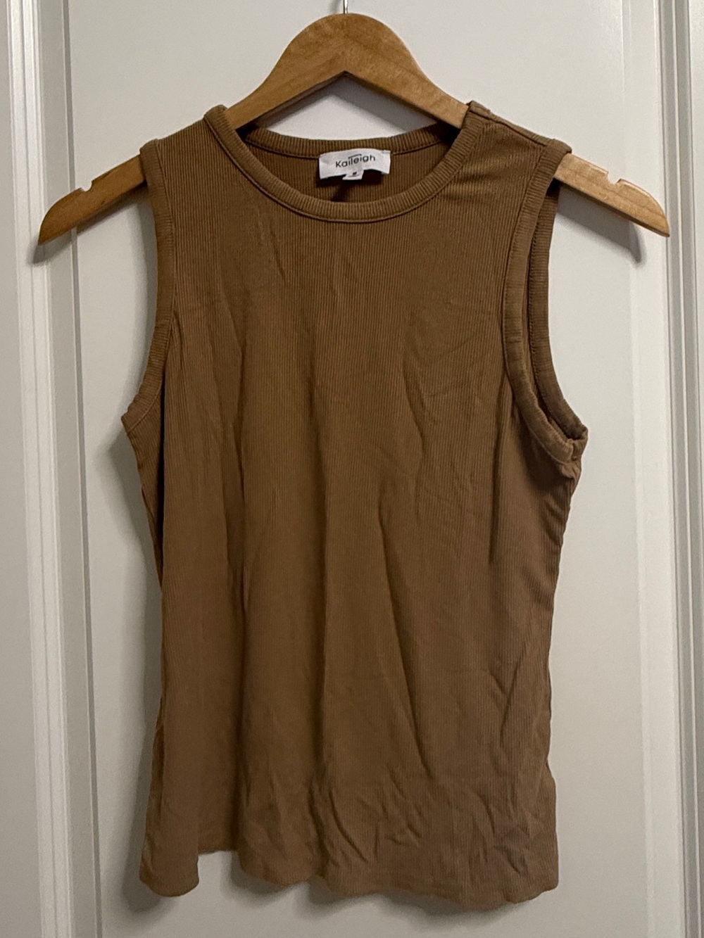 Kaileigh Ribbed Tank Top in Warm Camel